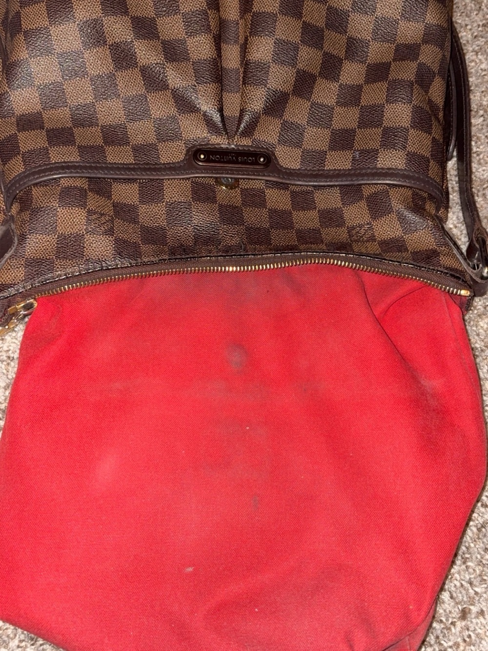 Louis Vuitton Damier Ebene Checker Shoulder Bag in Brown - Picture 4 of 7